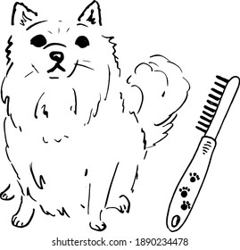 Sketch of dog and comb. vector.isolated