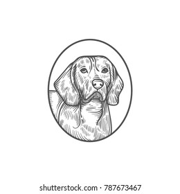 sketch of dog. engraved dog.
