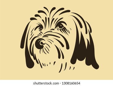 Sketch dog head closeup. Vector graphics