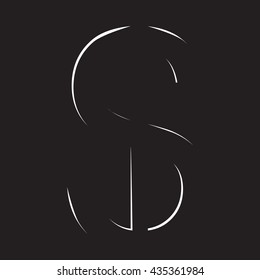 Sketch dollar symbol. Money dollar sign and banner with dollar icon. Vector illustration