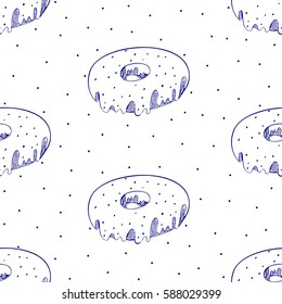 Sketch  donuts on white background.