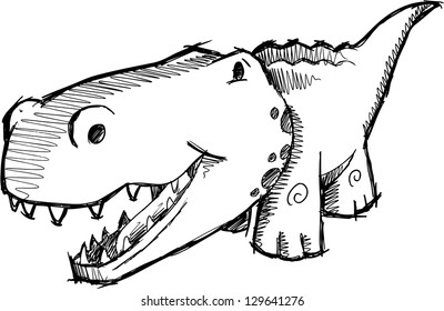 Sketch Doodle Alligator Vector