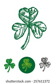 Sketch doodle artwork of the Shamrock. Editable Clip Art. A Young clover leaf used as a symbol for the Christian Trinity in St. Patrick's Day holiday celebration and parade. 