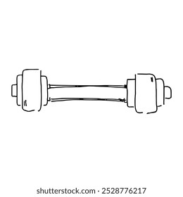 Skizze Doodle of Barbell auf weißem Hintergrund. Doodle-Stil. Vektorgrafik