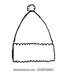 Esboço Doodle de Beanie no fundo branco. Estilo Doodle. Ilustração vetorial