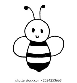 Desenho Doodle of Bee sobre fundo branco. Estilo Doodle. Ilustração vetorial