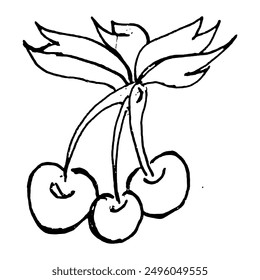 Bosquejo de Doodle de cereza sobre fondo blanco. Estilo Doodle. Ilustración vectorial.