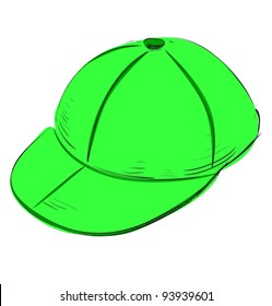Sketch doodle child cap icon in green color