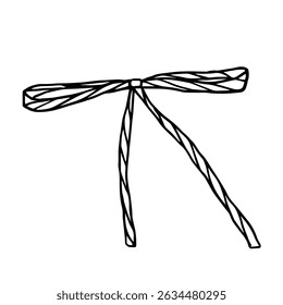 Sketch, doodle of a decorative bow. Vector graphics.