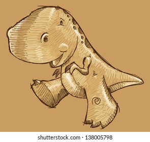 Esbozo Doodle Dinosaur Vector Art