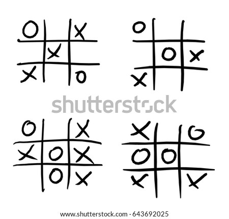 Sketch or doodle of four noughts and crosses games. Stock photo © 