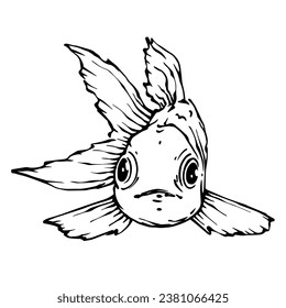 Sketch, doodle of a goldfish. Vector graphics.