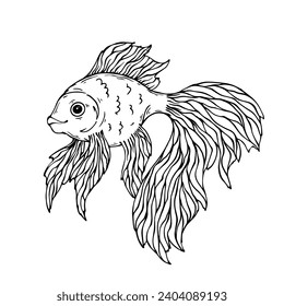 Sketch, doodle of a goldfish. Vector graphics.
