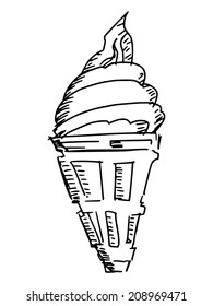 sketch, doodle, hand drawn illustration of ice cream