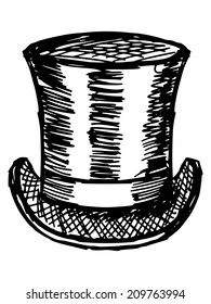 Sketch, Doodle, Hand Drawn Illustration Of Top Hat