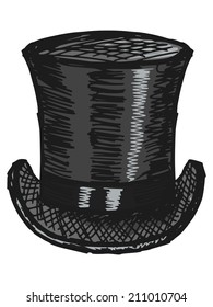 sketch, doodle, hand drawn illustration of top hat