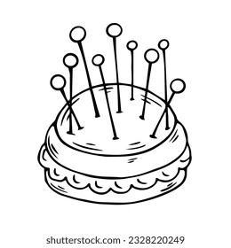 Sketch, doodle needle bed. Vector graphics.