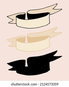 Sketch doodle old, brown ribbons Vector drawing