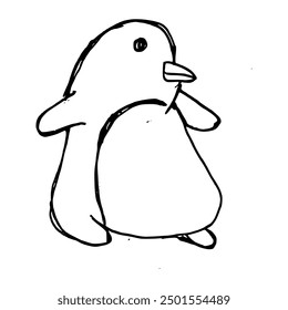 Sketch Doodle of Penguin on white background. Doodle style. Vector illustration