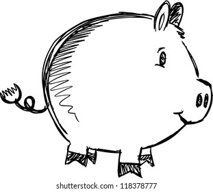 Sketch Doodle Pig Animal Vector