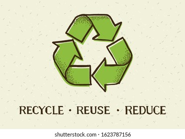 Sketch Doodle Recycle Reuse Reduce Symbol Stock Vector (Royalty Free ...