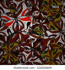 Sketch, doodle, scribble. Fashion Fabric Design. Endless. Seamless abstract floral background with butterflies. Vector.