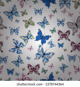 Sketch, doodle, scribble. Repeated butterflies. Cute girly seamless pattern drawn by hand. Endless. Vector illustration.