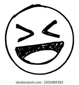 Sketch Doodle of Smile Emoji on white background. Doodle style. Vector illustration