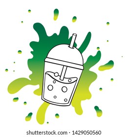  sketch doodle smoothie in a cup, cartoon drawing of a drink on a white background