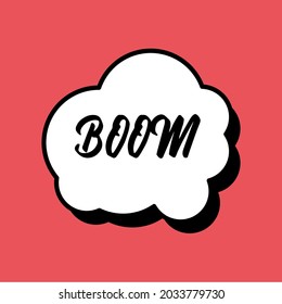 Sketch doodle speech bubble with boom communication phrase