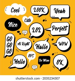 Esbozar burbuja de habla de doodle con frases de comunicación
