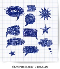 Sketch doodle speech bubbles for your design. Vector illustration