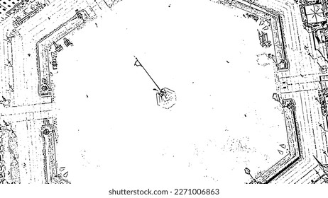 Sketch doodle style. Palmanova, Udine, Italy. An exemplary fortification project of its time was laid down in 1593, Aerial View  