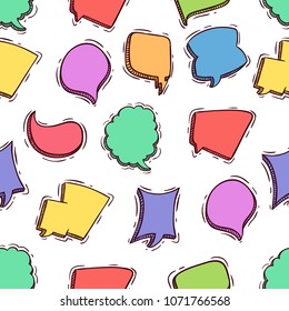 sketch or doodle style of speech bubbles seamless pattern
