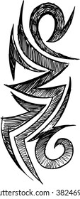 Sketch Doodle Tribal Tattoo Vector Illustration