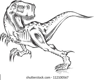 Sketch Doodle Tyrannosaurus Rex Dinosaur T-Rex Vector Illustration Art