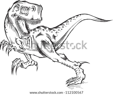 Sketch Doodle Tyrannosaurus Rex Dinosaur T Rex Stock Vector (Royalty ...