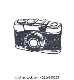 sketch doodle vector illustration of retro camera
