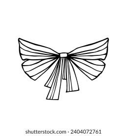 Sketch, doodles of a festive bow. Vector graphics.	