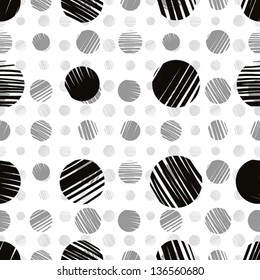 Sketch dots seamless pattern, monochrome vector background.