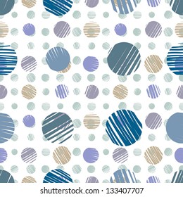 Sketch dots seamless pattern, pale blue vector background.