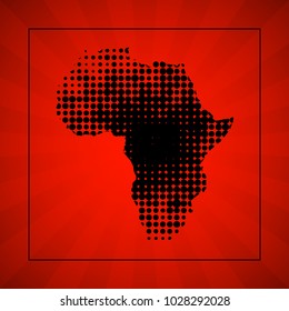 Sketch dotty african continent map banner. Points style poster. Flat africa dot image. Dark Continent abstract print. Africa map background picture. Vector african continent silhouette