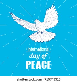 Sketch of dove. Symbol of peace. Illustration of freedom and world without war. Concept for the International Day of Peace.