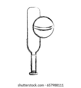 sketch draw cricket ball and bat cartoon