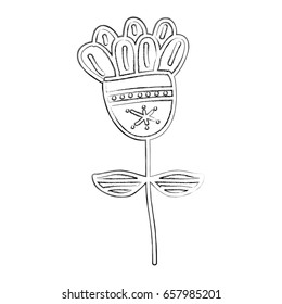 sketch draw flower cartoon vector