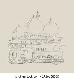 sketch draw mosque vector illustration