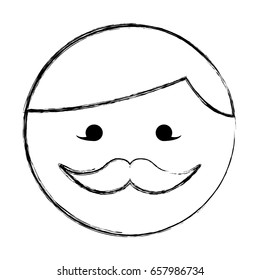 Sketch Draw Round Moustache Man Face Stock Vector (Royalty Free