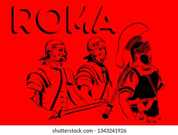 Sketch drawing of an ancient roman warrior