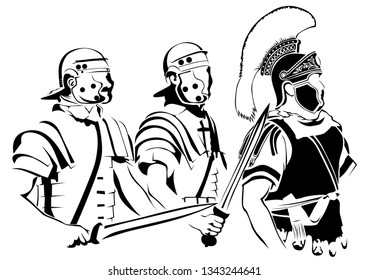 Sketch drawing of an ancient roman warrior