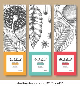 Sketch drawing art for coffee packaging label.Use by Pen ink.Vector and illustration.